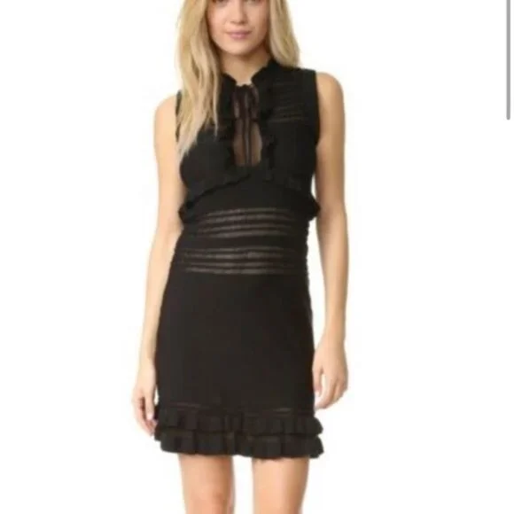 NWT For Love and Lemons Knitz Black knit dress With Sheer Accents S - Picture 5 of 15